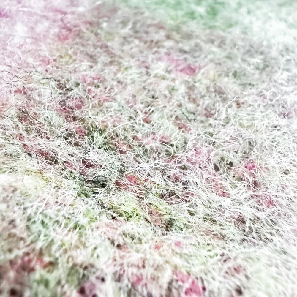 Ayers Vintage Pink Green Plaid Wool Blend Blanket